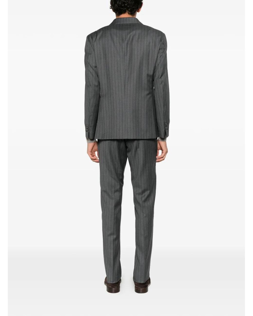 época Gray Pinstripe-Pattern Double-Breasted Suit for men