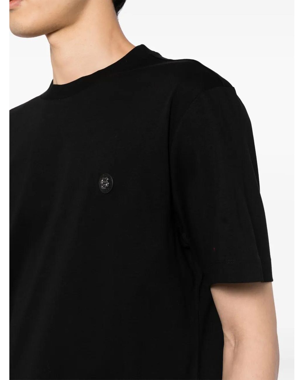 Boss Black Mercerised-Cotton T-Shirt With Double B Monogram for men