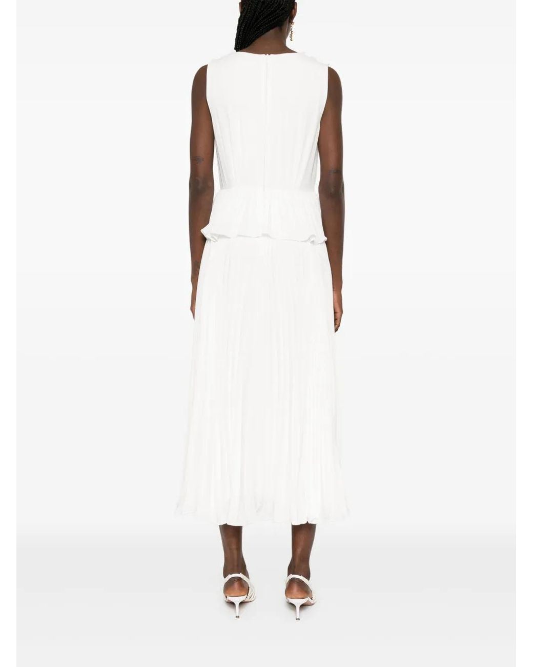 Nissa White Floral-Appliqué Gown