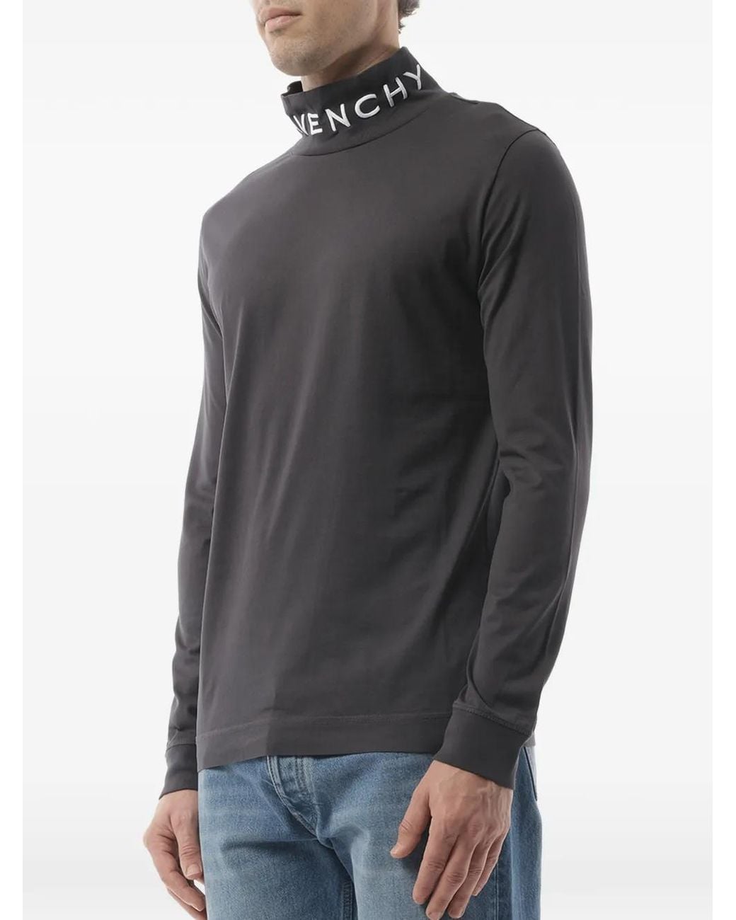 Givenchy Black Logo-Embroidered Turtleneck T-Shirt for men