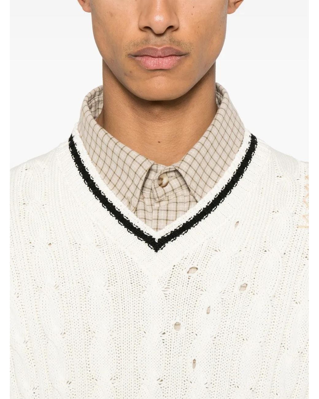 Marni White Cable-Knit Sweater for men