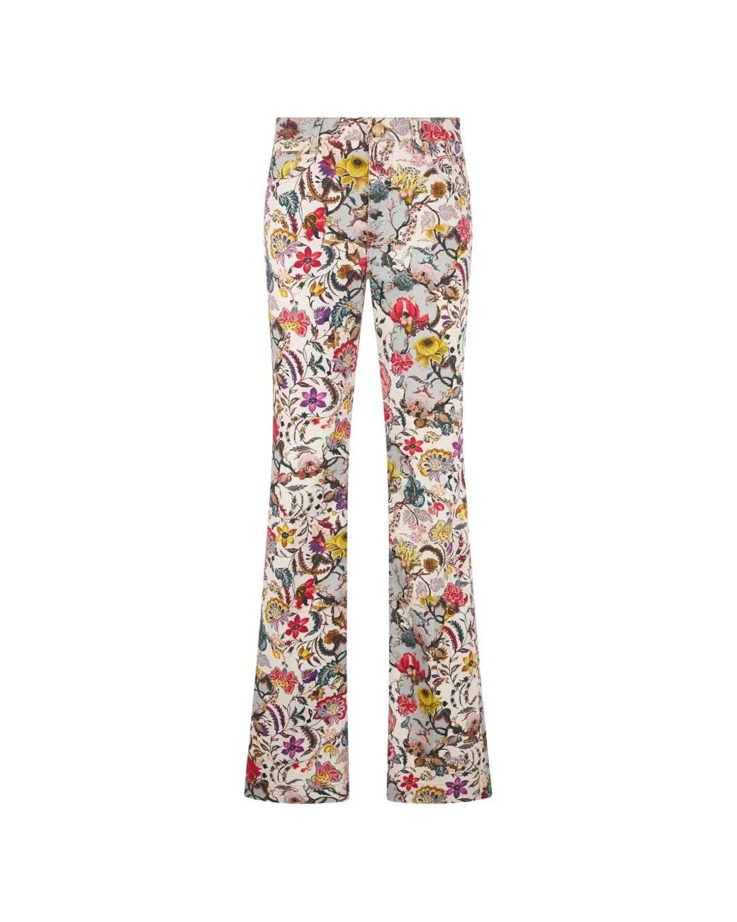Roberto Cavalli White Florentine Flowers Trousers