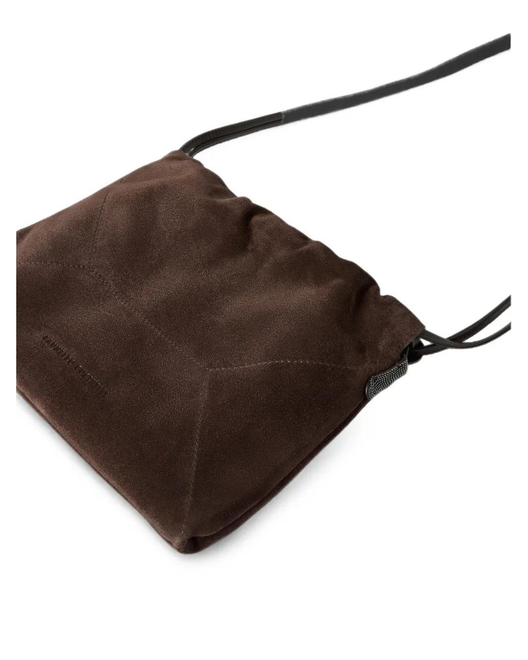Brunello Cucinelli Brown Bc Duo Suede Pouch Bag With Monili