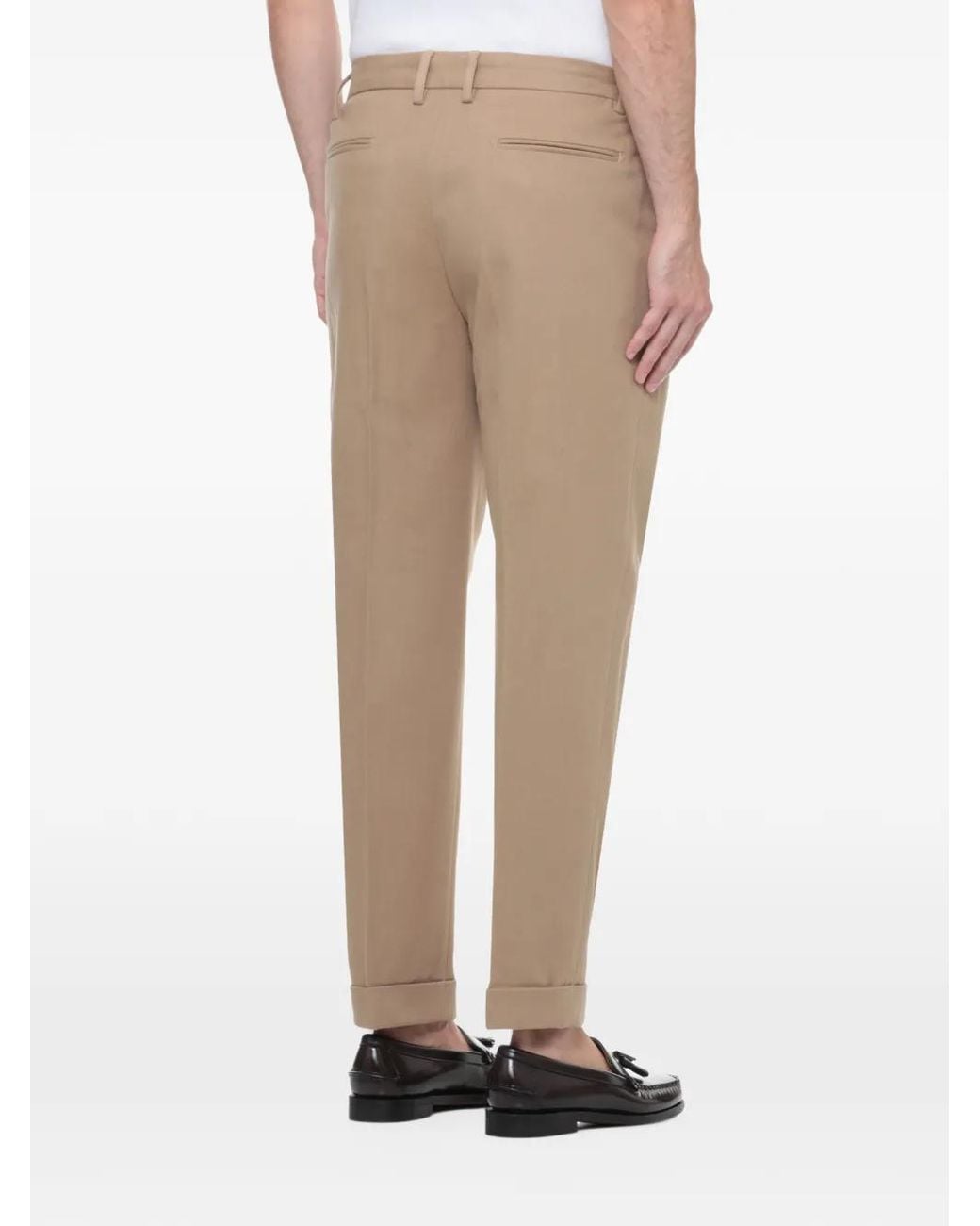 Devore Natural Pleated Turn-Up Trousers for men