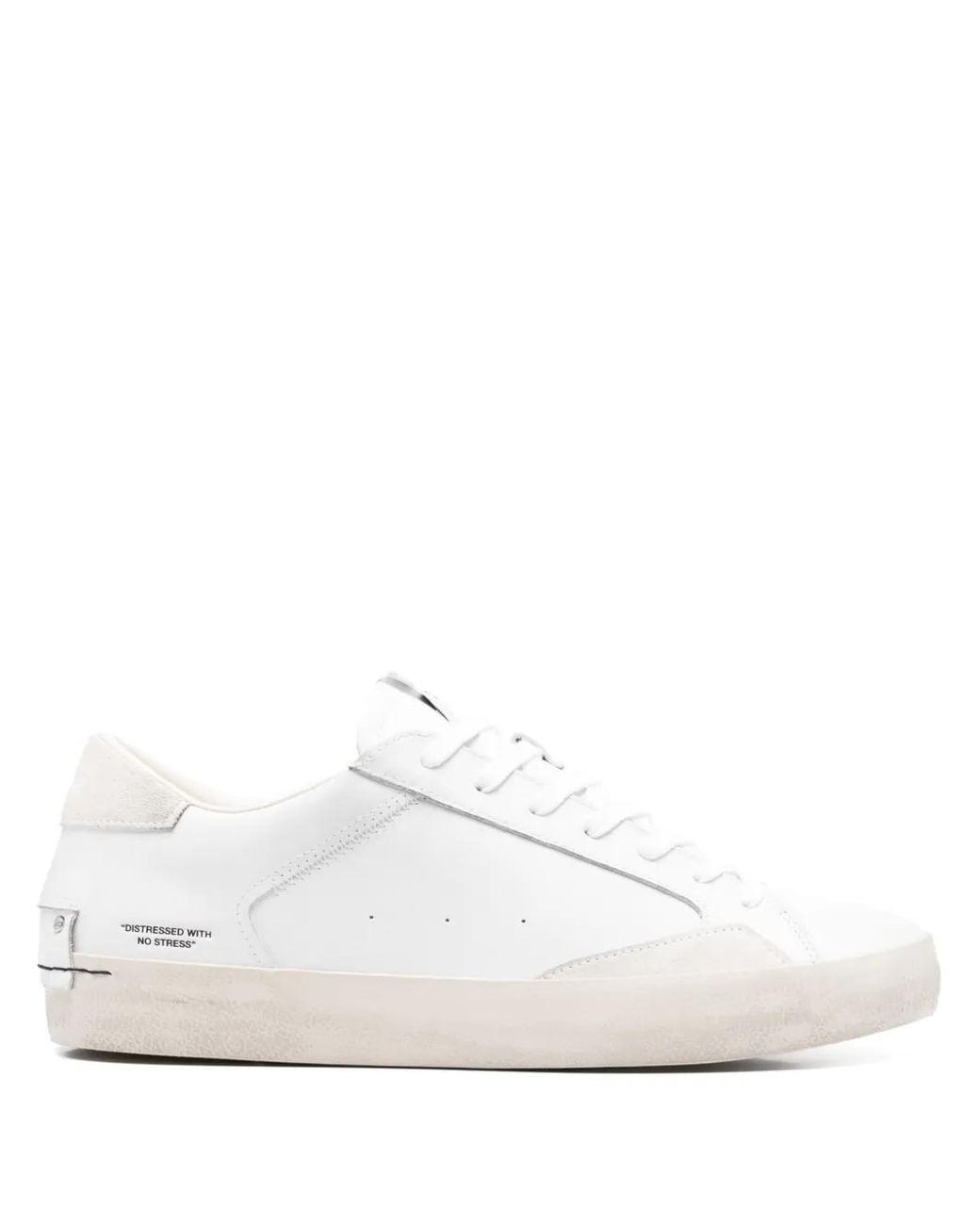 Crime London White Distressed-Effect Leather Sneakers for men