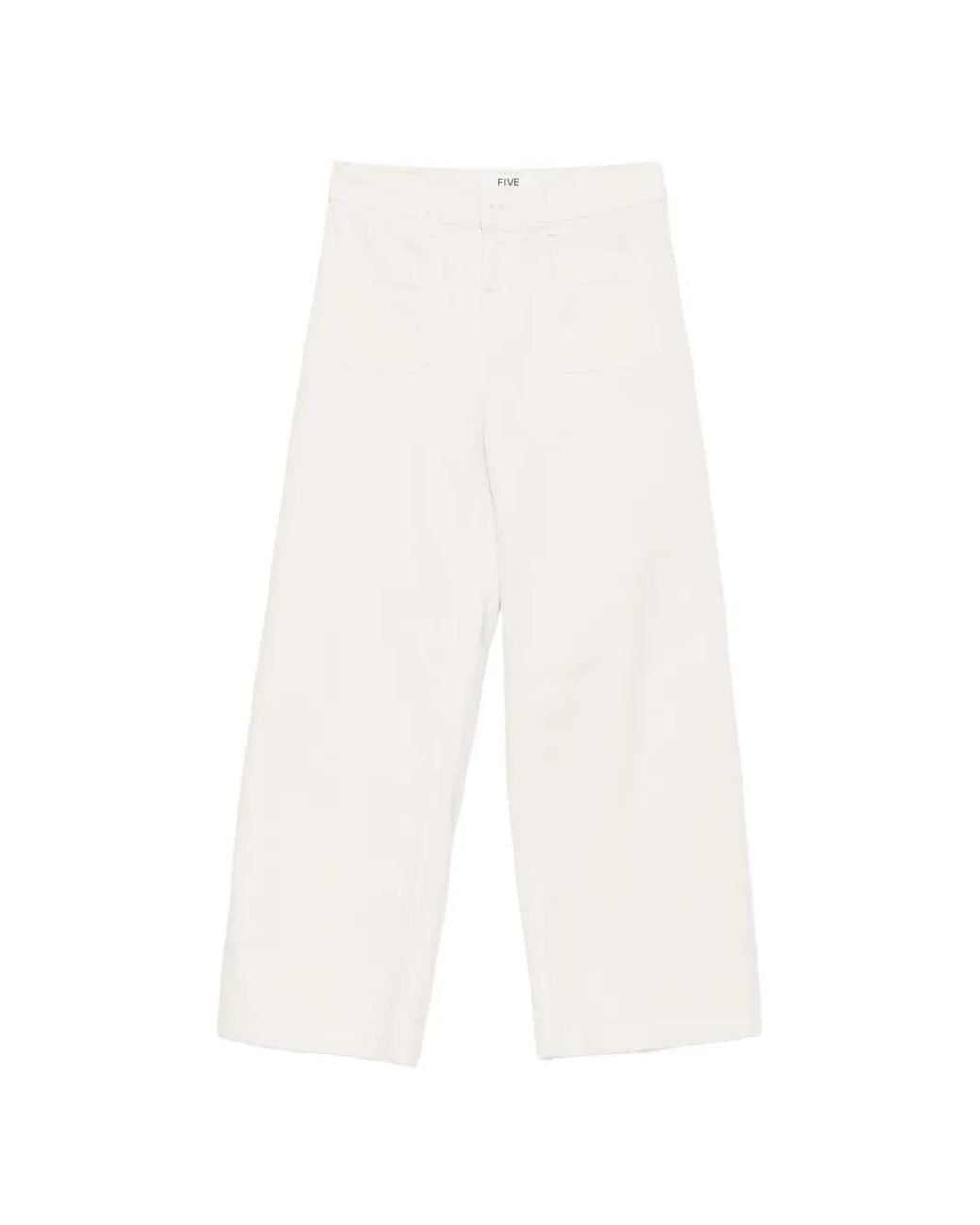 Five Jeans White Wide-Leg Patch-Pocket Trousers