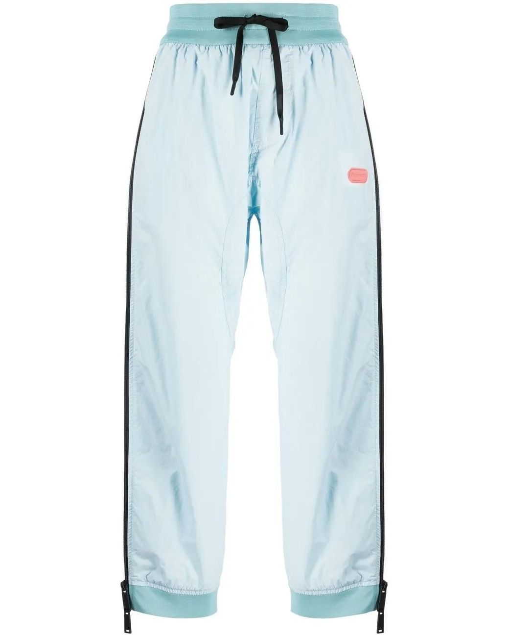 DSquared² Blue Side-Zip Logo-Patch Trousers