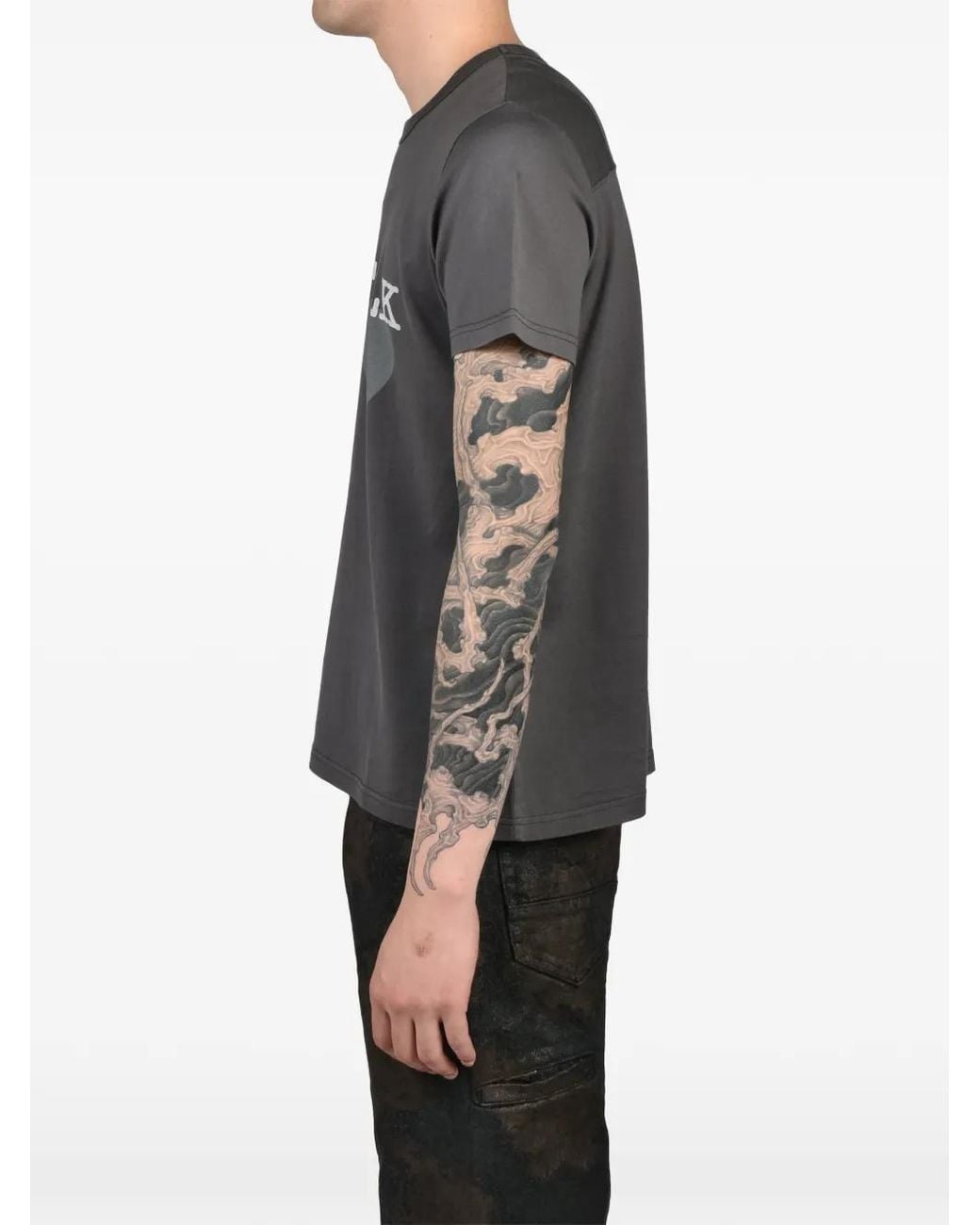 CEDARWOOD Black Slogan-Print Fitted T-Shirt for men