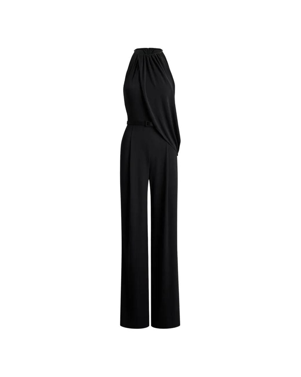 Ralph Lauren Black Combinaison Ceinturée À Superposition Plissée