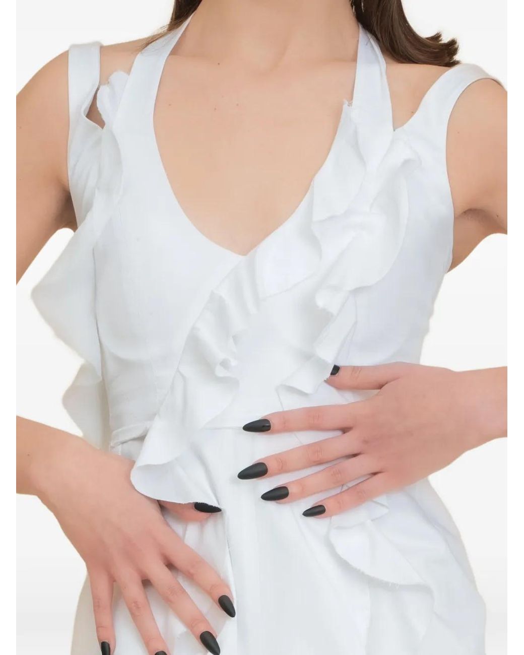 Contessa Mills White Holland Ruffle-Trimmed Romper