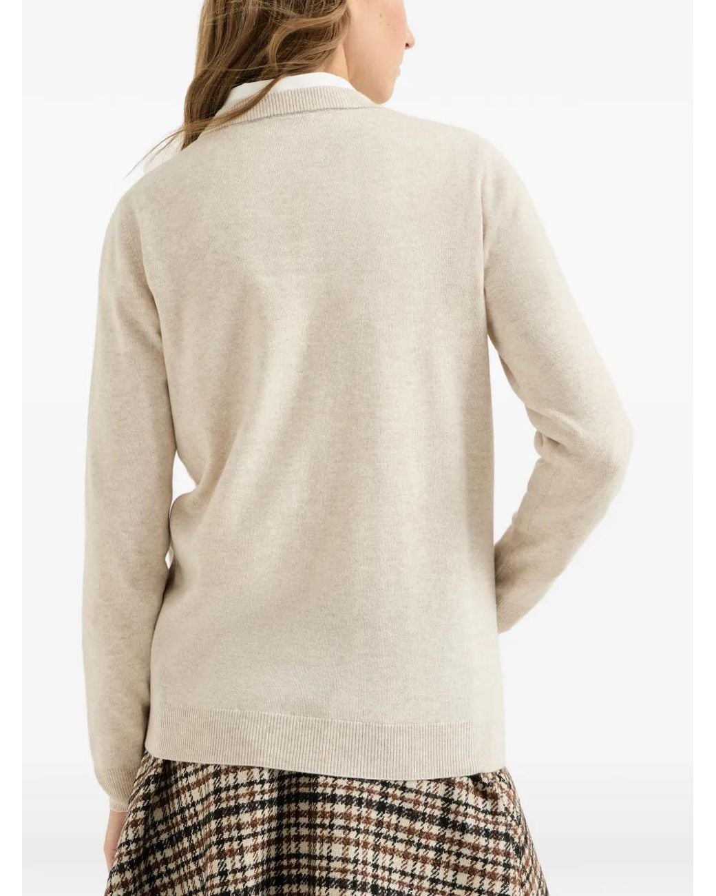 Brunello Cucinelli White Cashmere Sweater With Monili