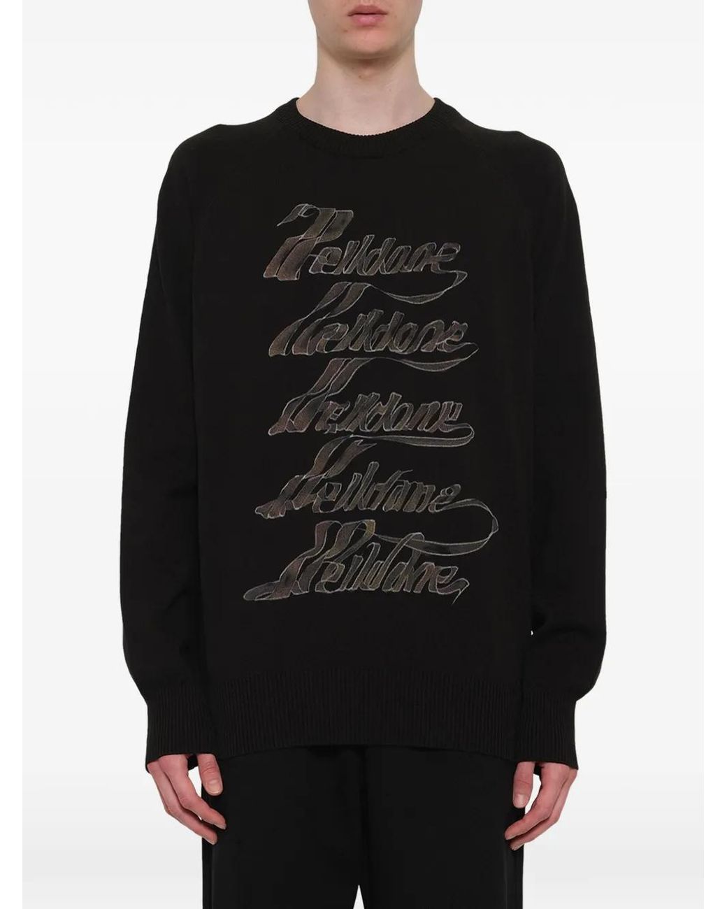 we11done Black Logo-Print Sweater for men
