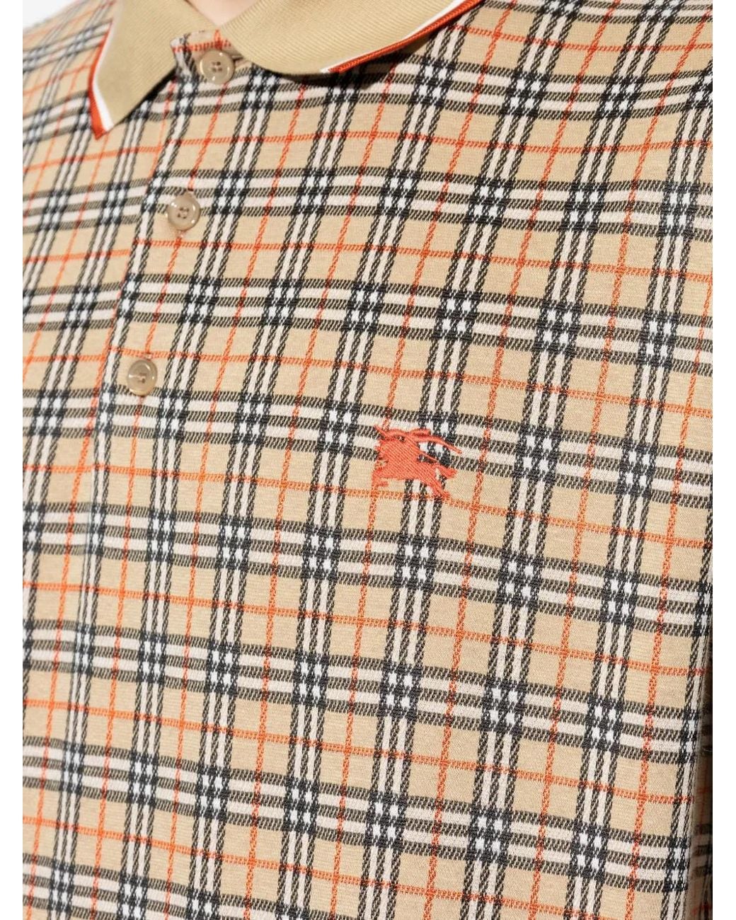 Burberry Natural Pelham Check-Pattern Logo-Detail Polo Shirt for men