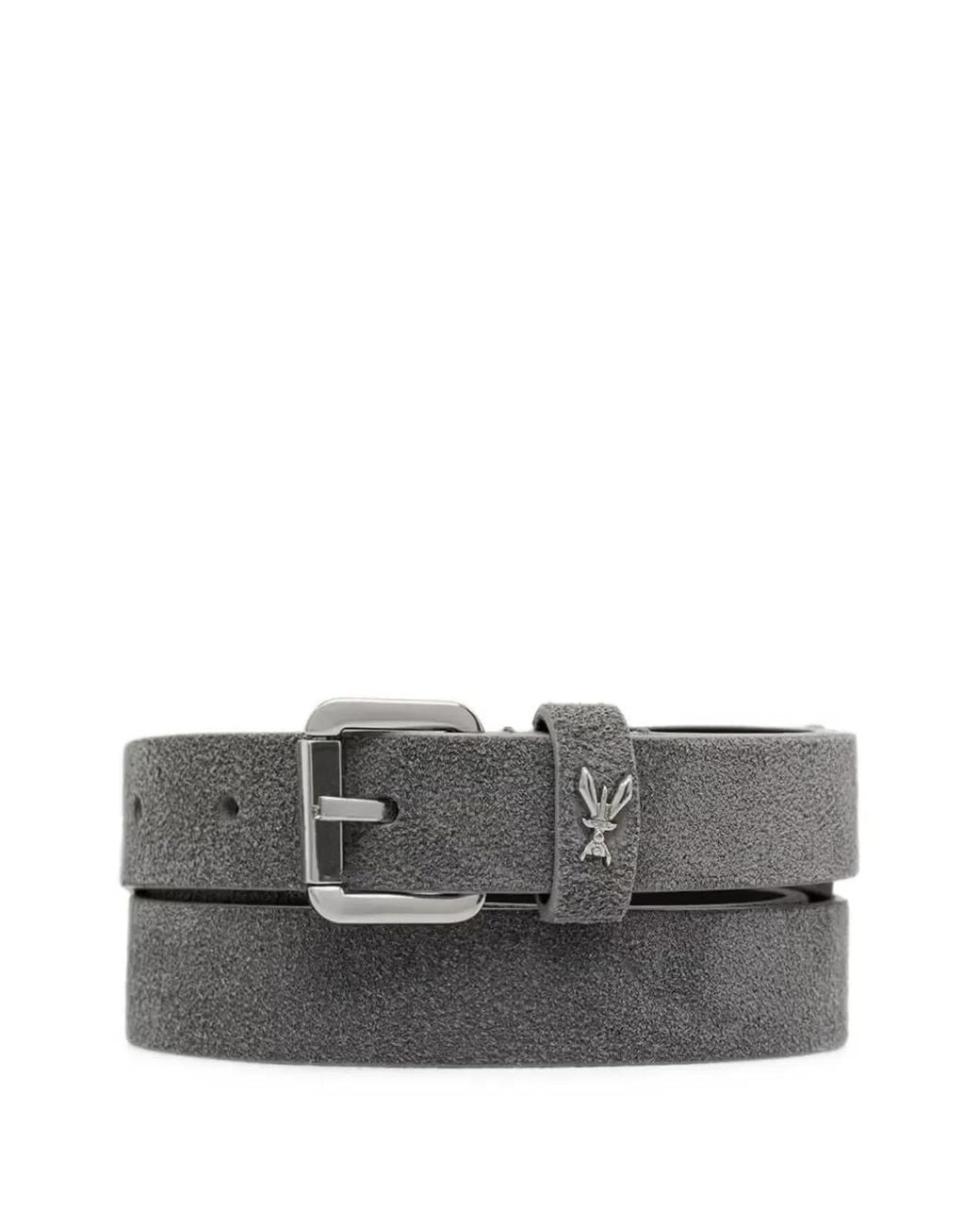 Patrizia Pepe Gray Fly-Plaque Suede Belt