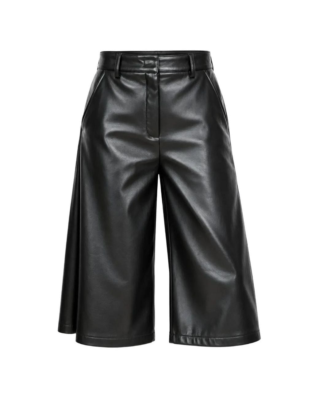 Marella Gray Faux-Leather Culotte Trousers