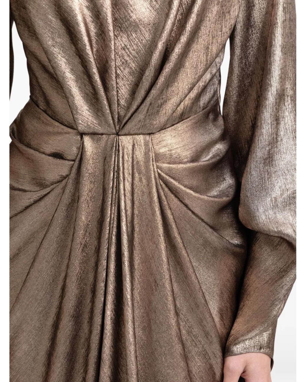 Gemy Maalouf Natural Draped Long-Sleeve Maxi Dress
