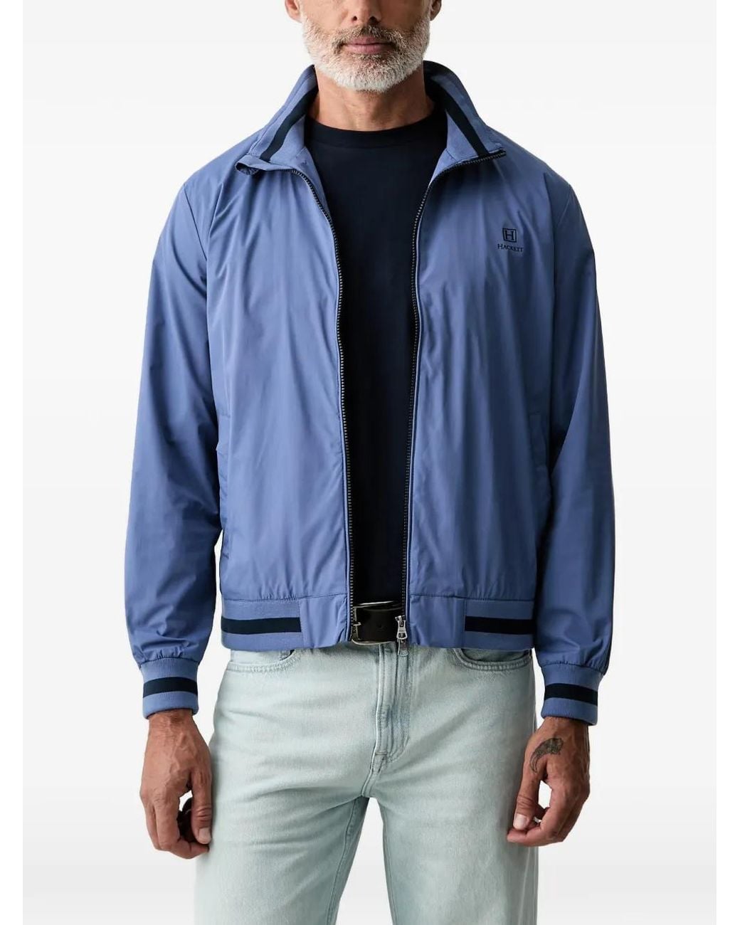 Hackett Blue Veste Zippée À Détail De Logo for men
