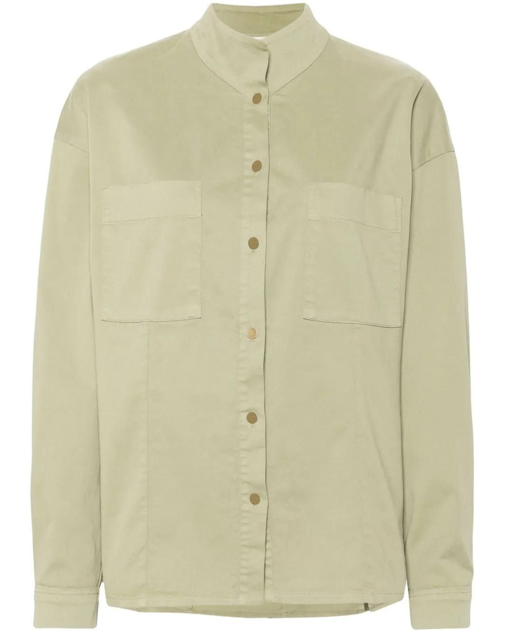Forte_forte Green Peached Cotton Twill Collar Shirt Clothing