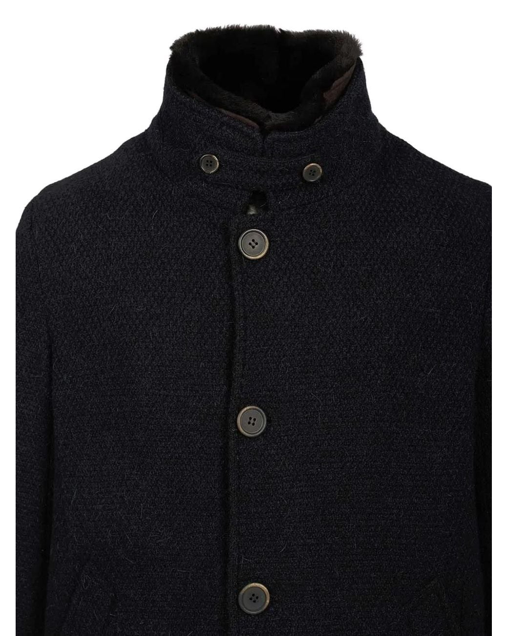 Al Duca D'aosta Black Single-Breasted Coat for men