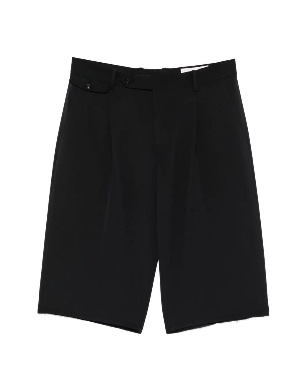 TONYWACK Black Pleated Frayed Tailored Shorts for men