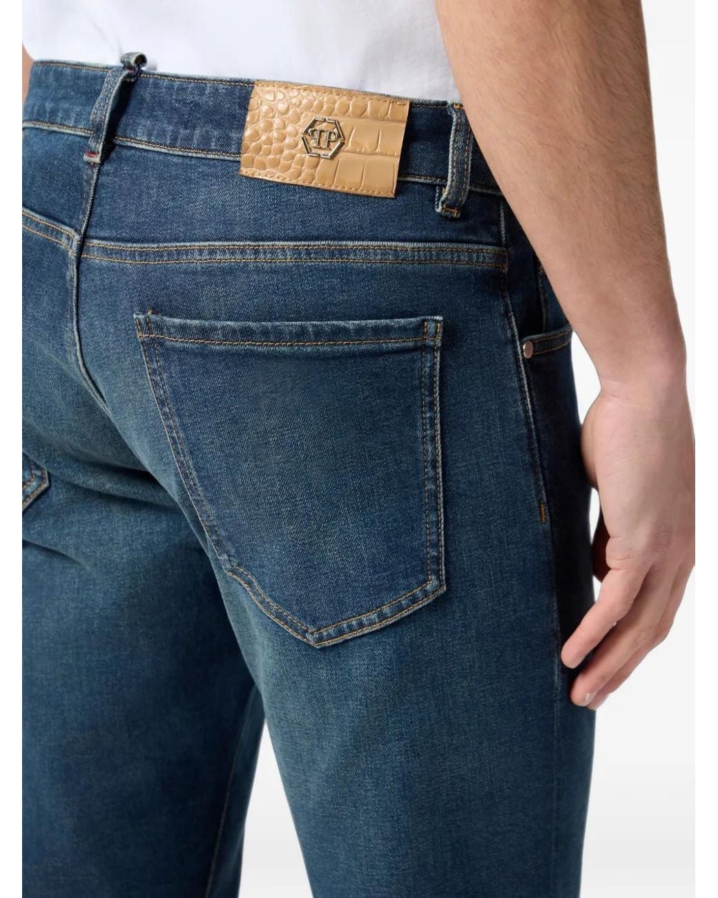 Philipp Plein Blue Super Straight Cut Jeans Basic Cocco Label for men