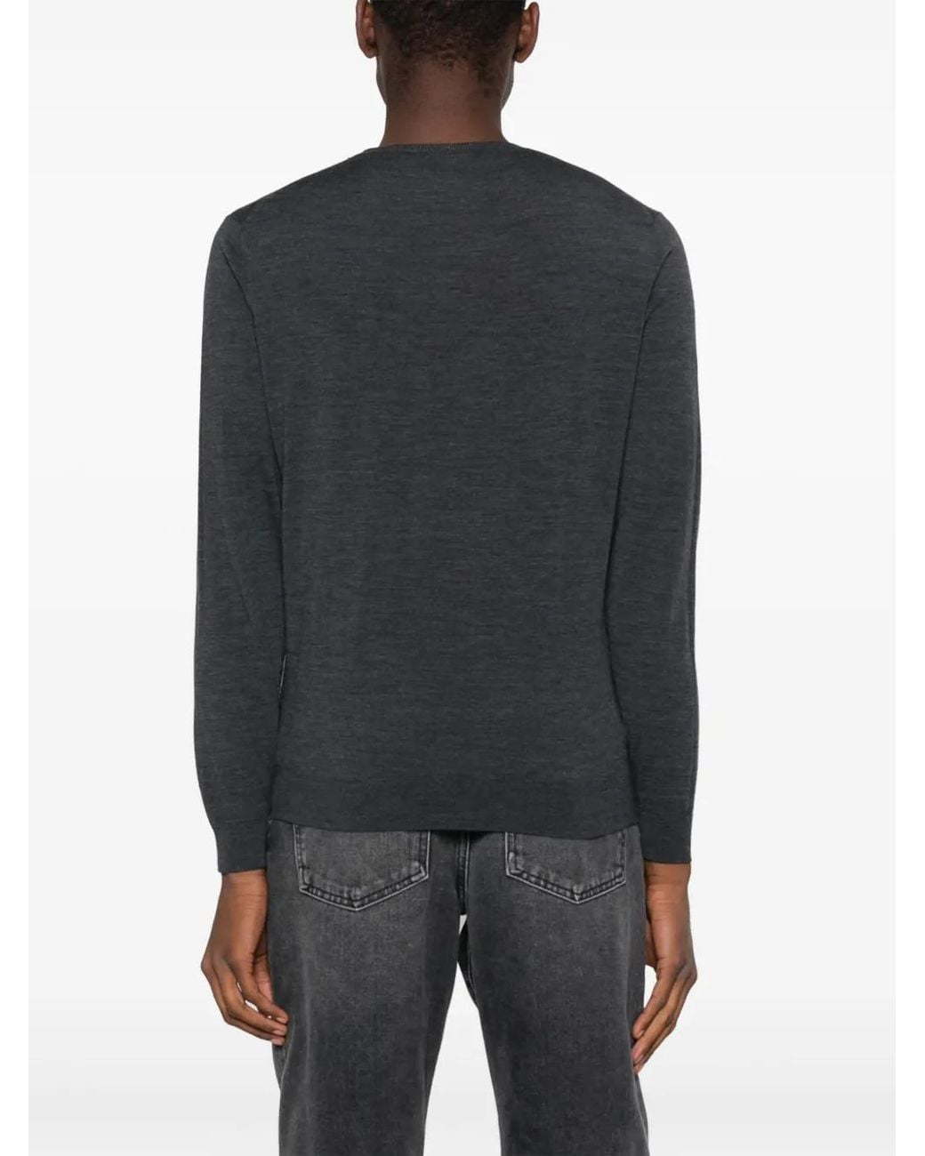 Dell'Oglio Gray Crew-Neck Merino-Wool Jumper for men
