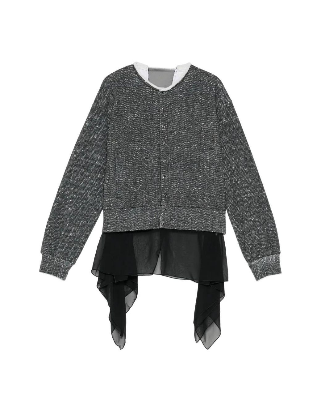 Undercover Gray Herringbone-Pattern Layered Cardigan