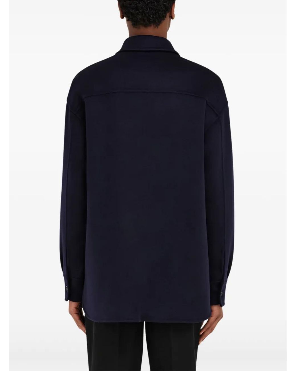 Ferragamo Blue Cashmere-Blend Overshirt for men