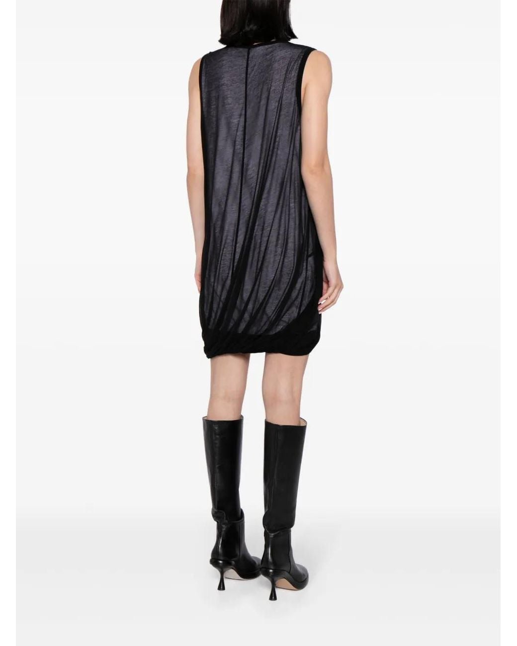 Helmut Lang Black Bubble Sheer-Overlay Dress