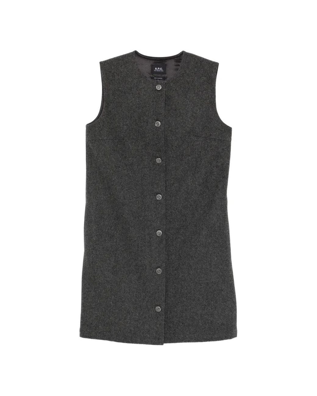 A.P.C. Black Robe Boutonnée À Manches Courtes Froncées