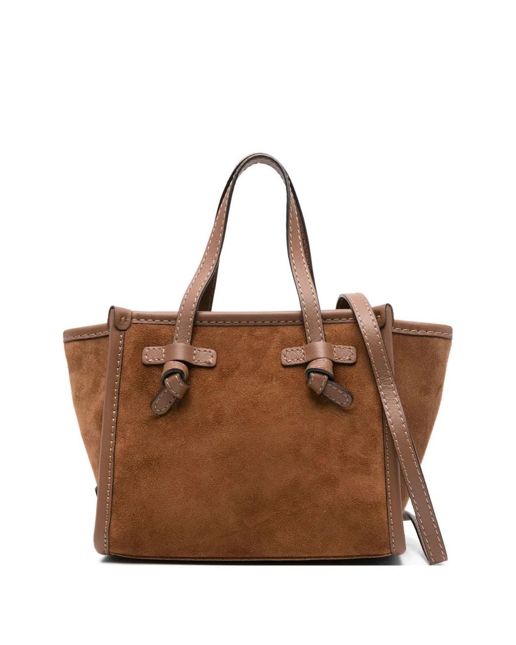 Gianni Chiarini Brown Miss Marcella Knotted-Detail Suede Tote Bag