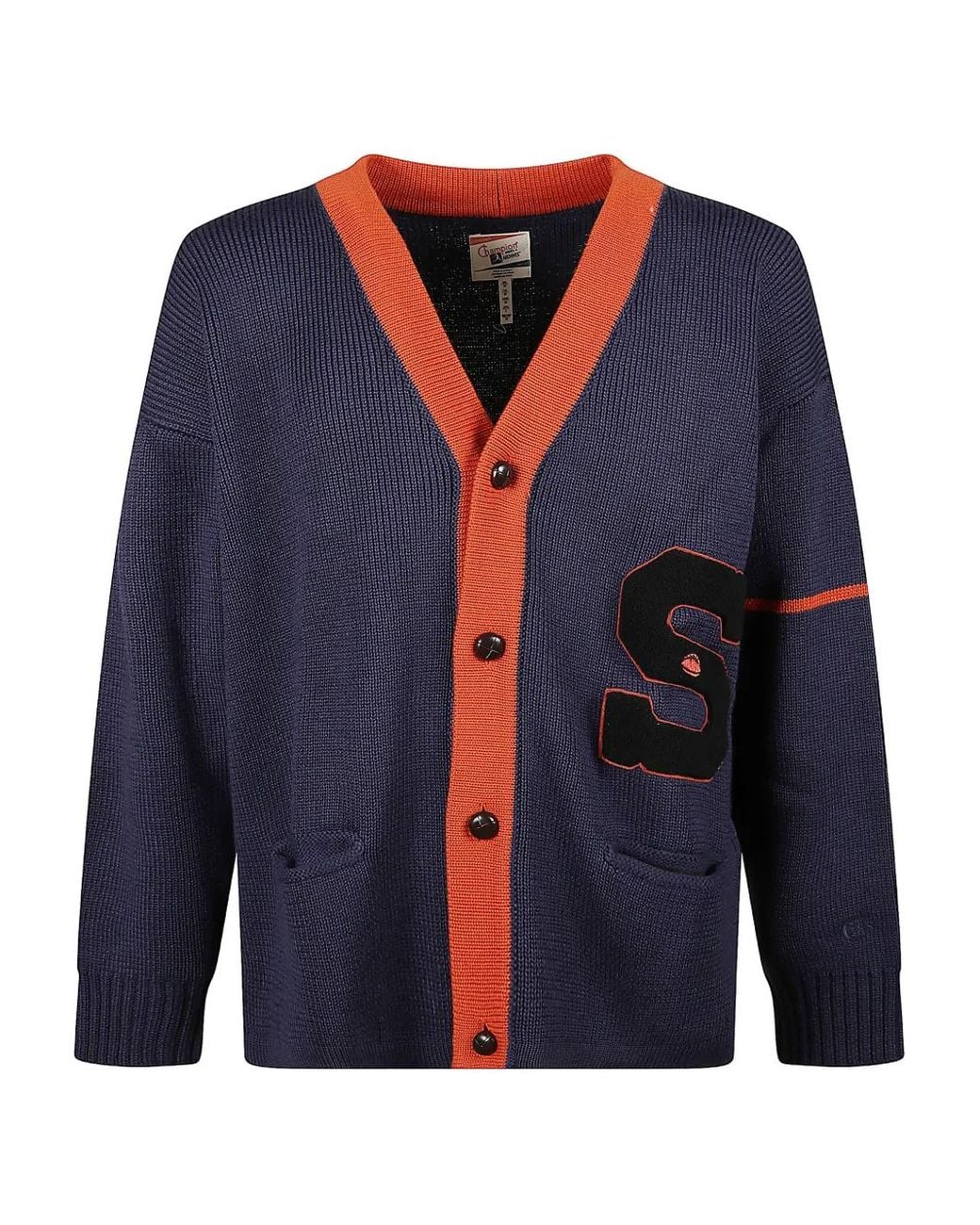 Champion Blue Wool Color-Block Cardigan for men