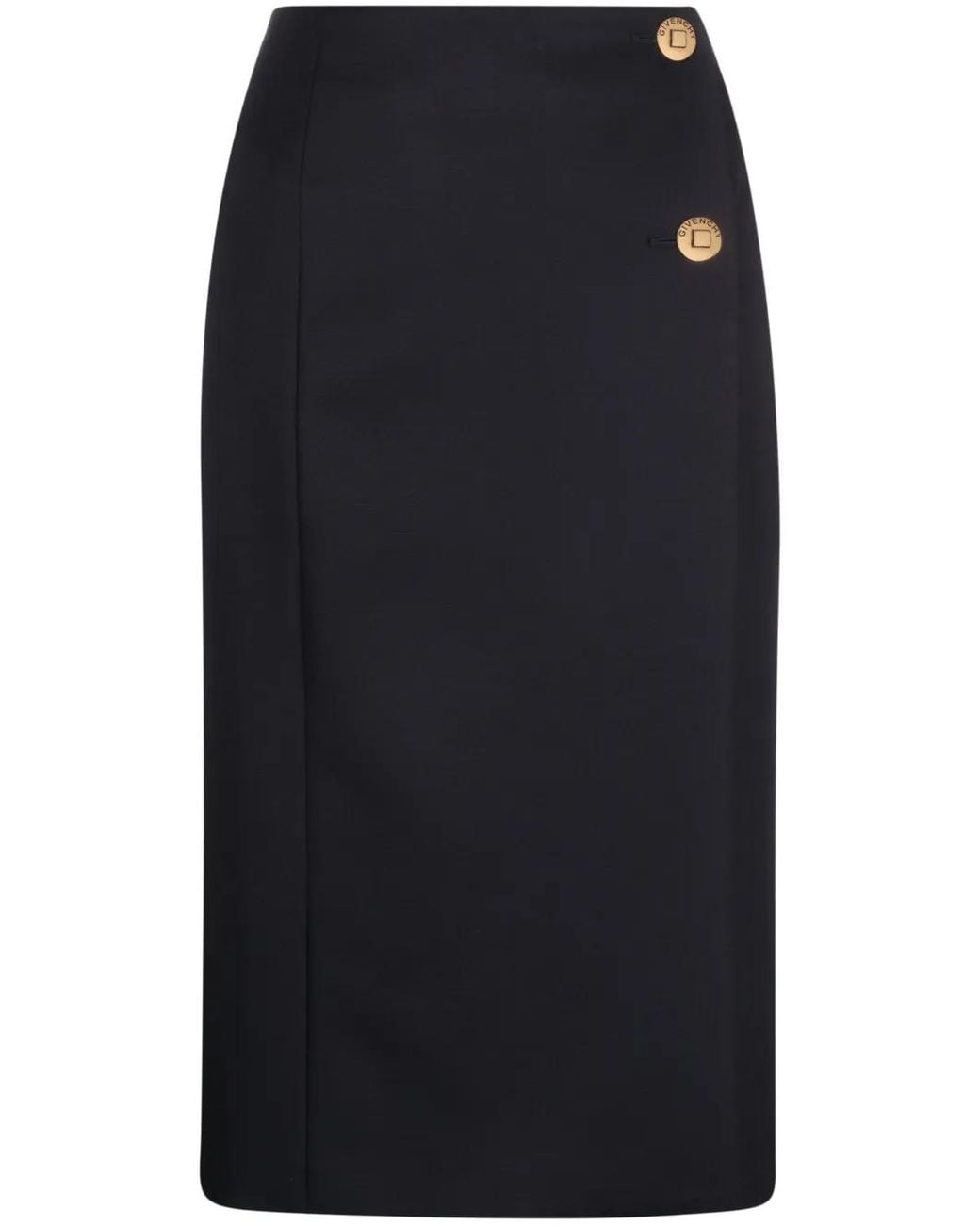 Givenchy Blue Wool-Blend Straight Skirt