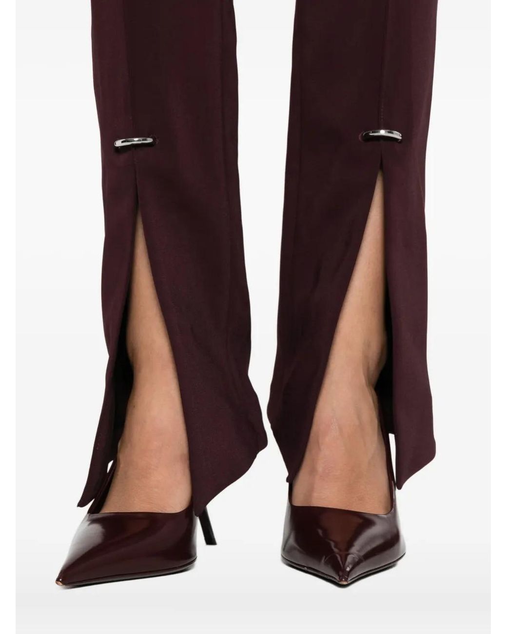Pantalones Con Diseño Abierto En El Bajo Mugler de color Red