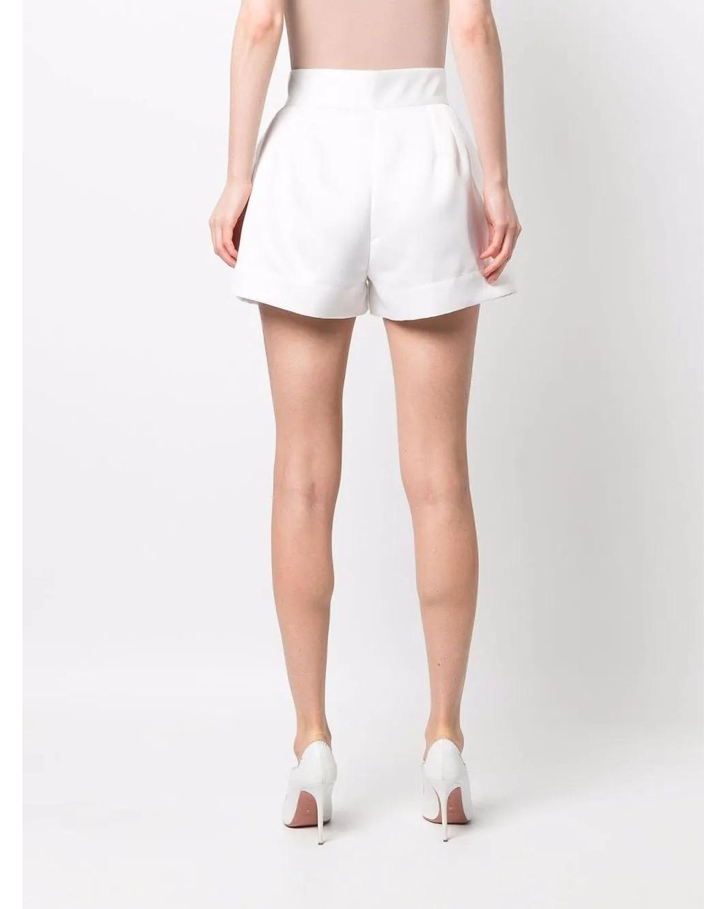 Styland White Pleated Tailored Shorts