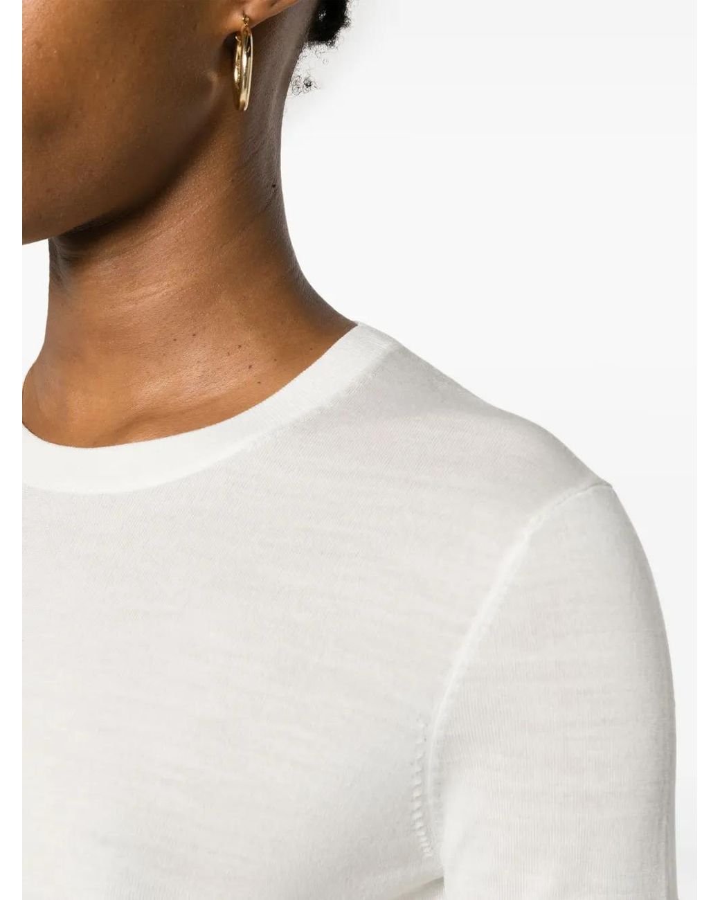 Theory White Crew Neck Pullover