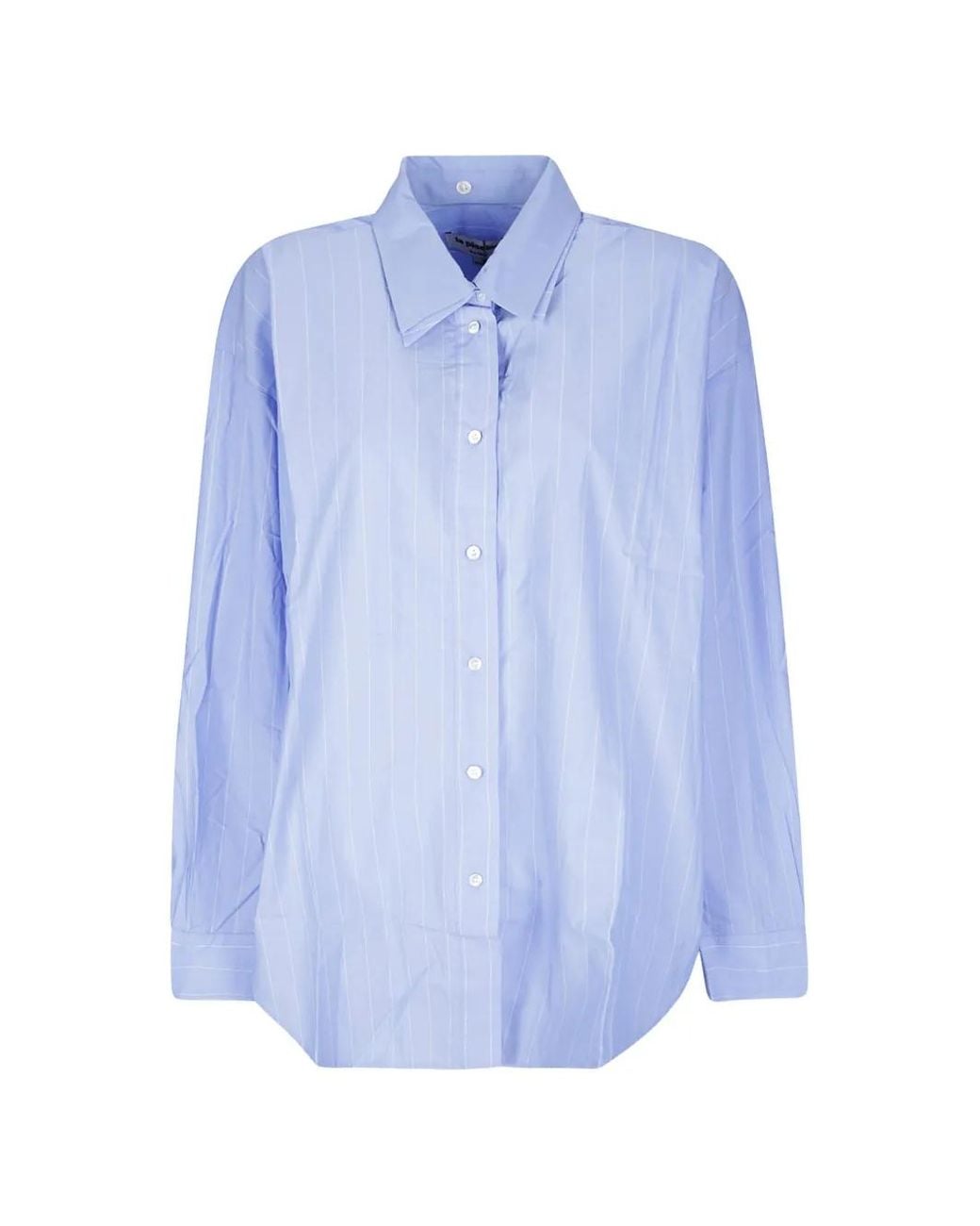 LA PISCINE Blue Pinstriped Oversized Shirt