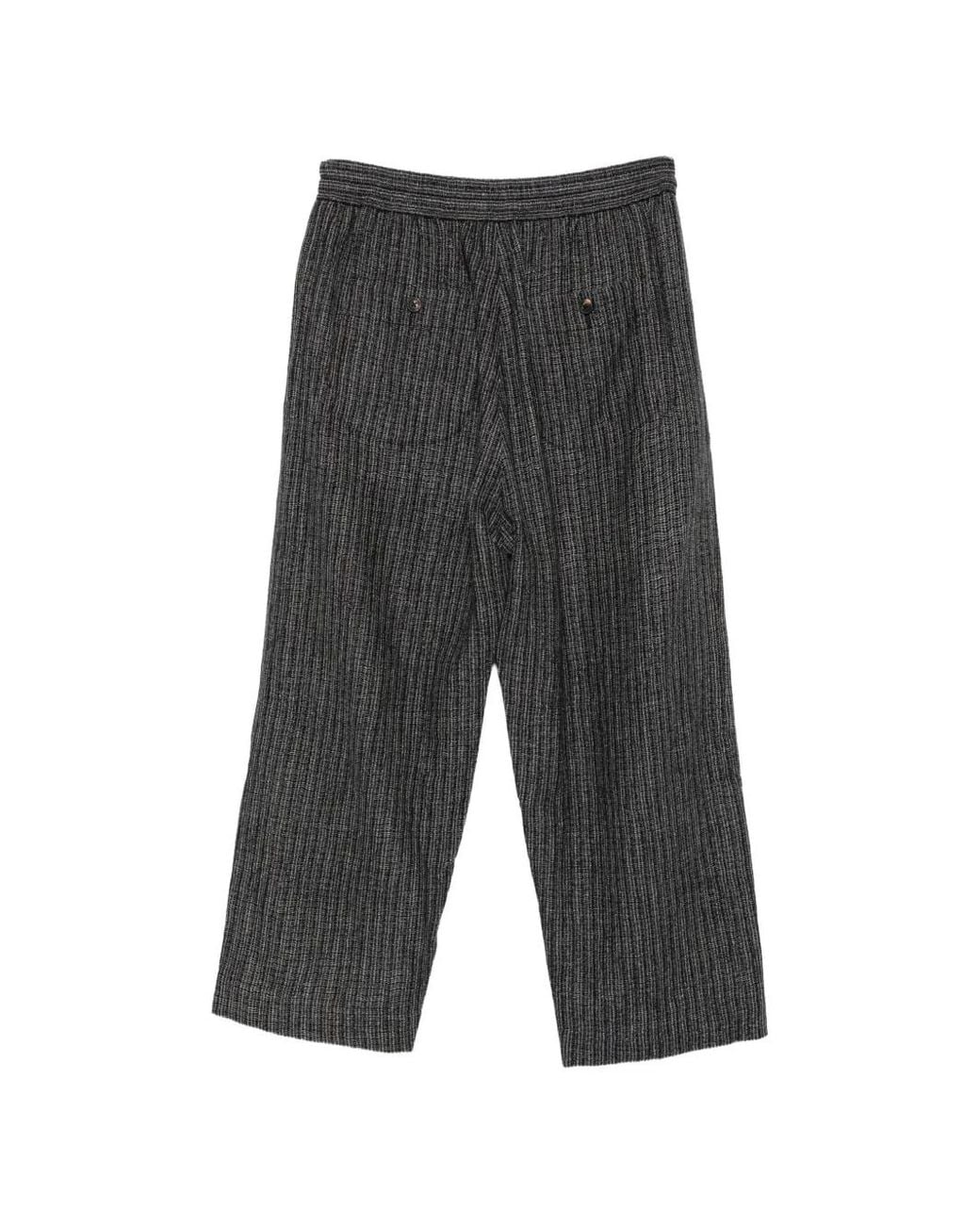 Ziggy Chen Gray Drawstring Striped Trousers for men