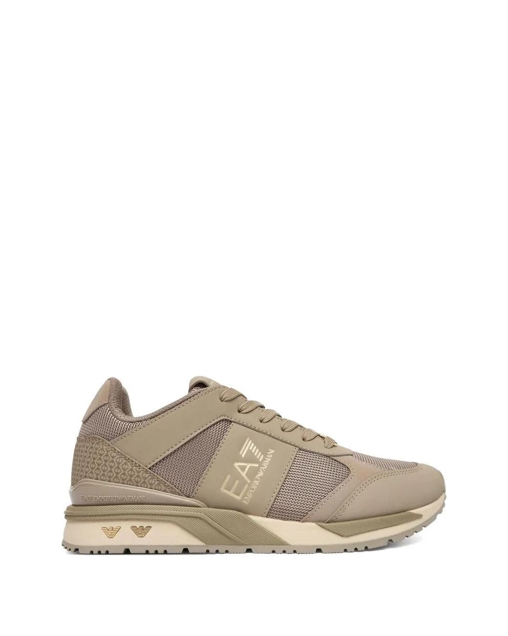 EA7 Natural Logo-Lettering Mesh-Panel Sneakers