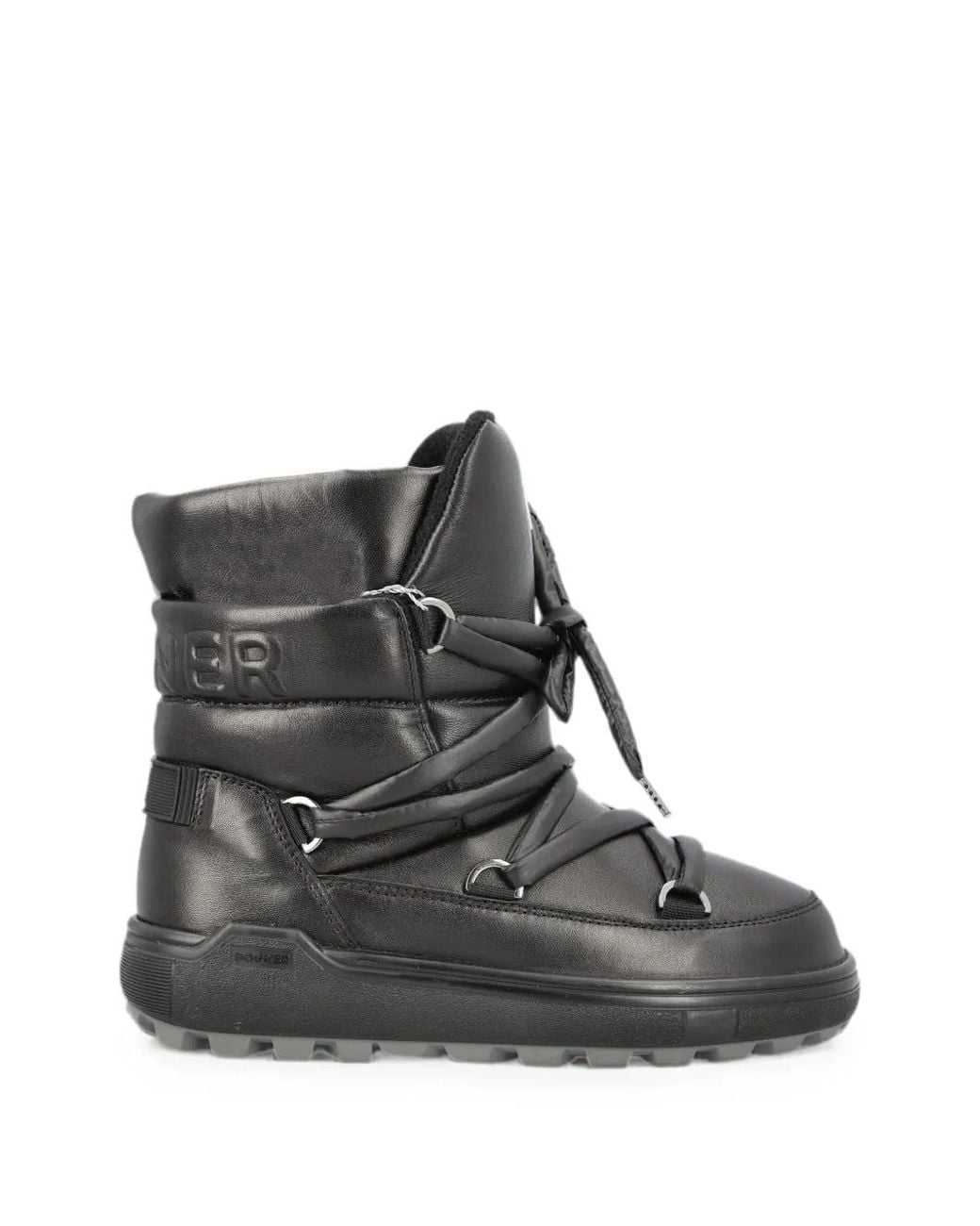 Bogner Black Quilted Lace-Up Snow Boots
