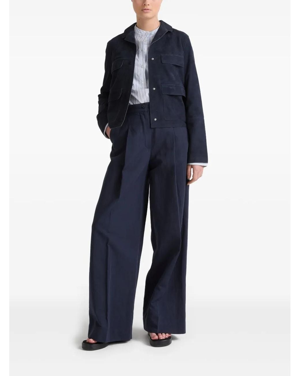 Yves Salomon Blue Suede Jacket