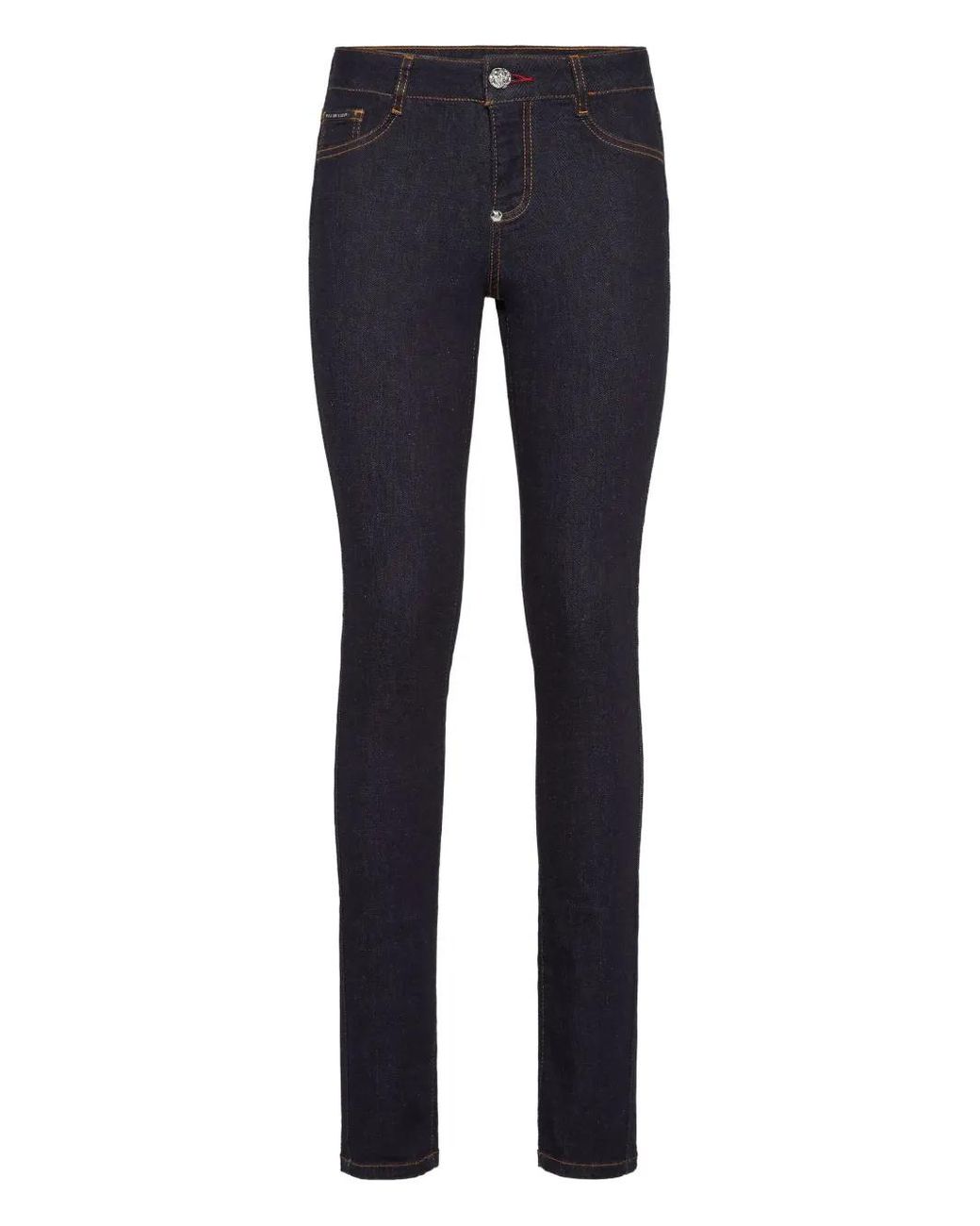 Philipp Plein Blue Jean À Plaque Logo