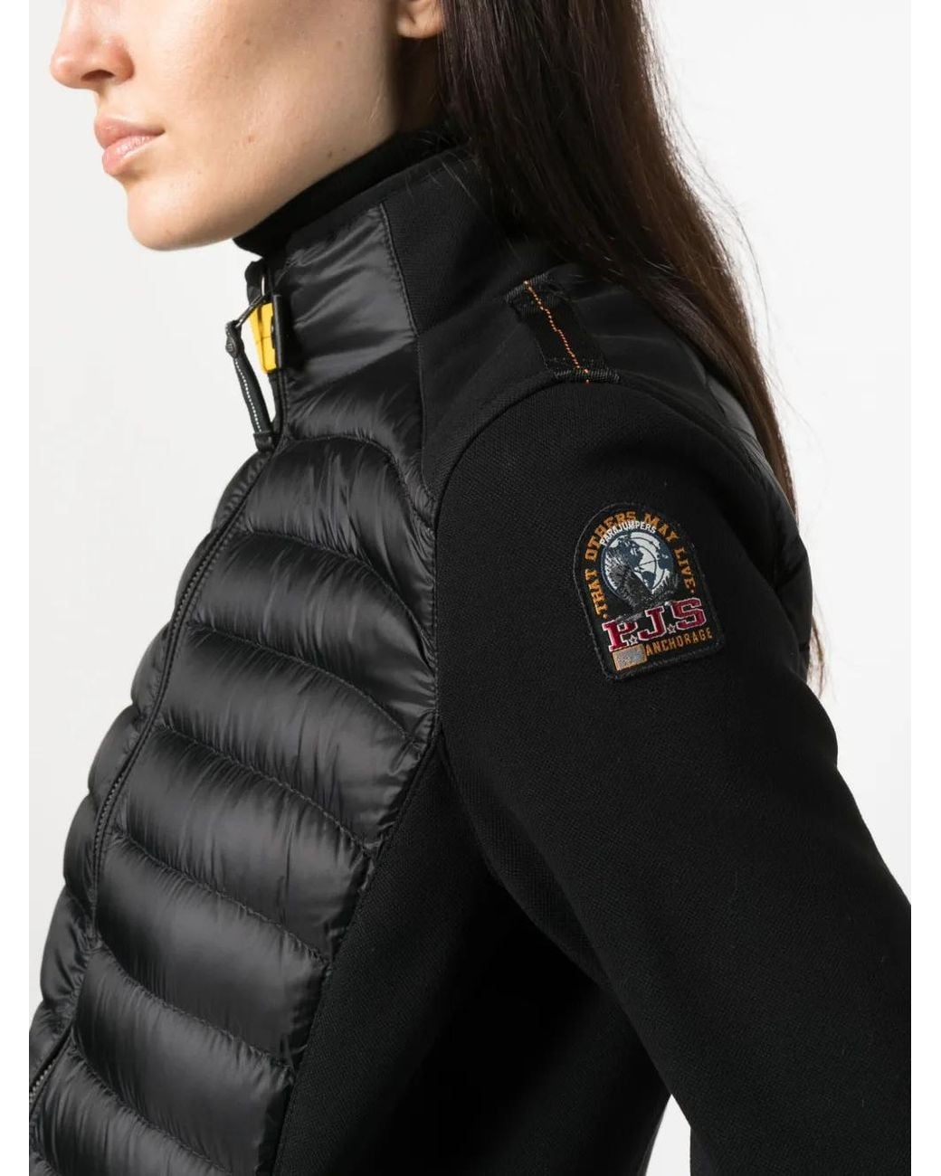 Parajumpers Black Logo-Patch Zip-Up Padded Jacket