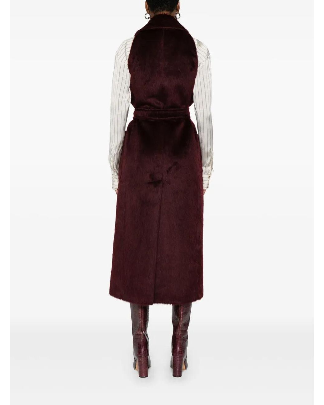 Max Mara Purple Abbozzi Belted Sleeveless Coat