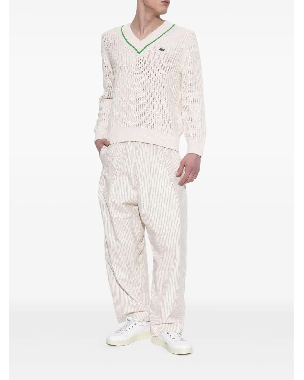 Lacoste White Logo-Embroidered Sneakers for men