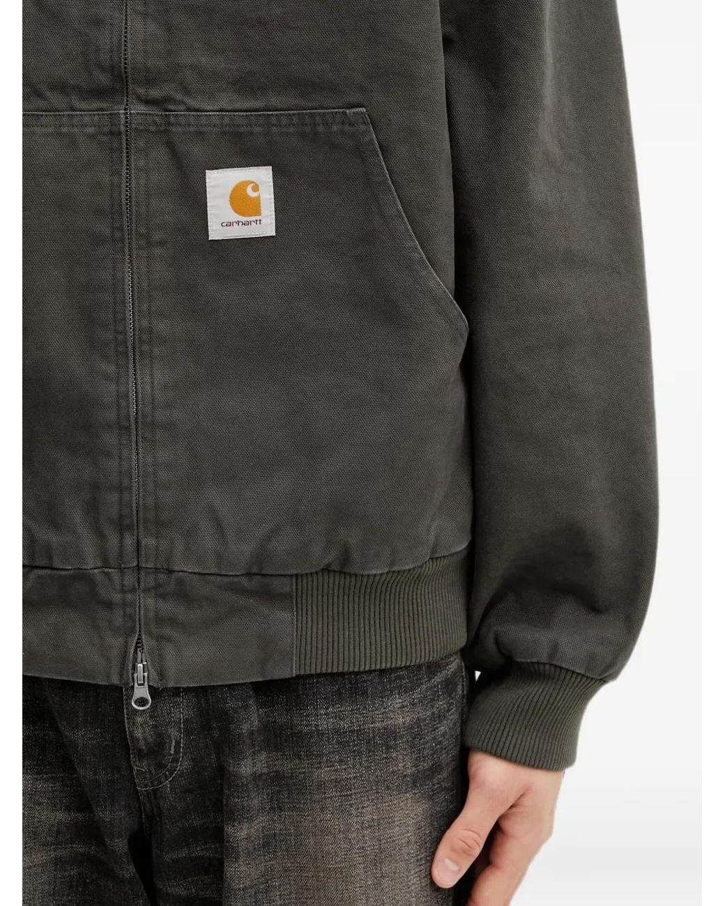 Carhartt Black Ravon Logo-Patch Zip-Up Jacket for men