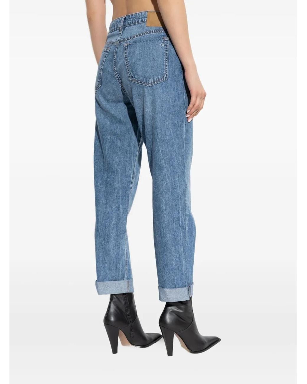 Pantalones Rectos Con Dobladillo Vuelto Rag & Bone de color Blue