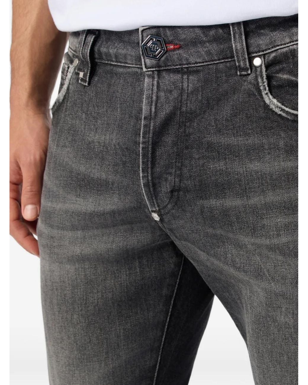 Philipp Plein Black Distressed Skinny-Fit Jeans for men