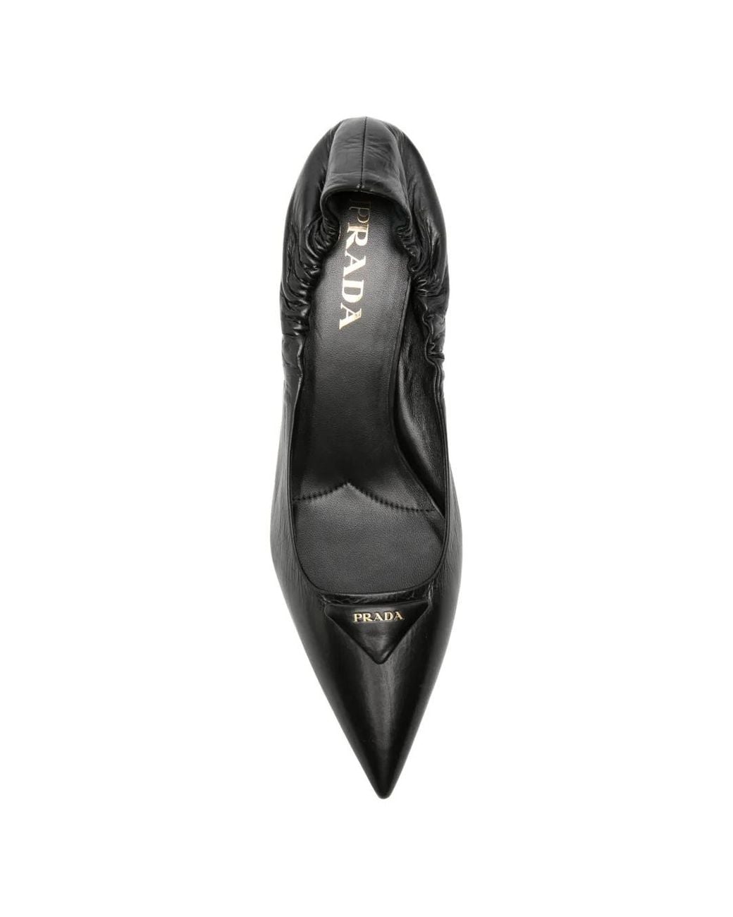 Prada Black Logo-Plaque Ruched Pumps