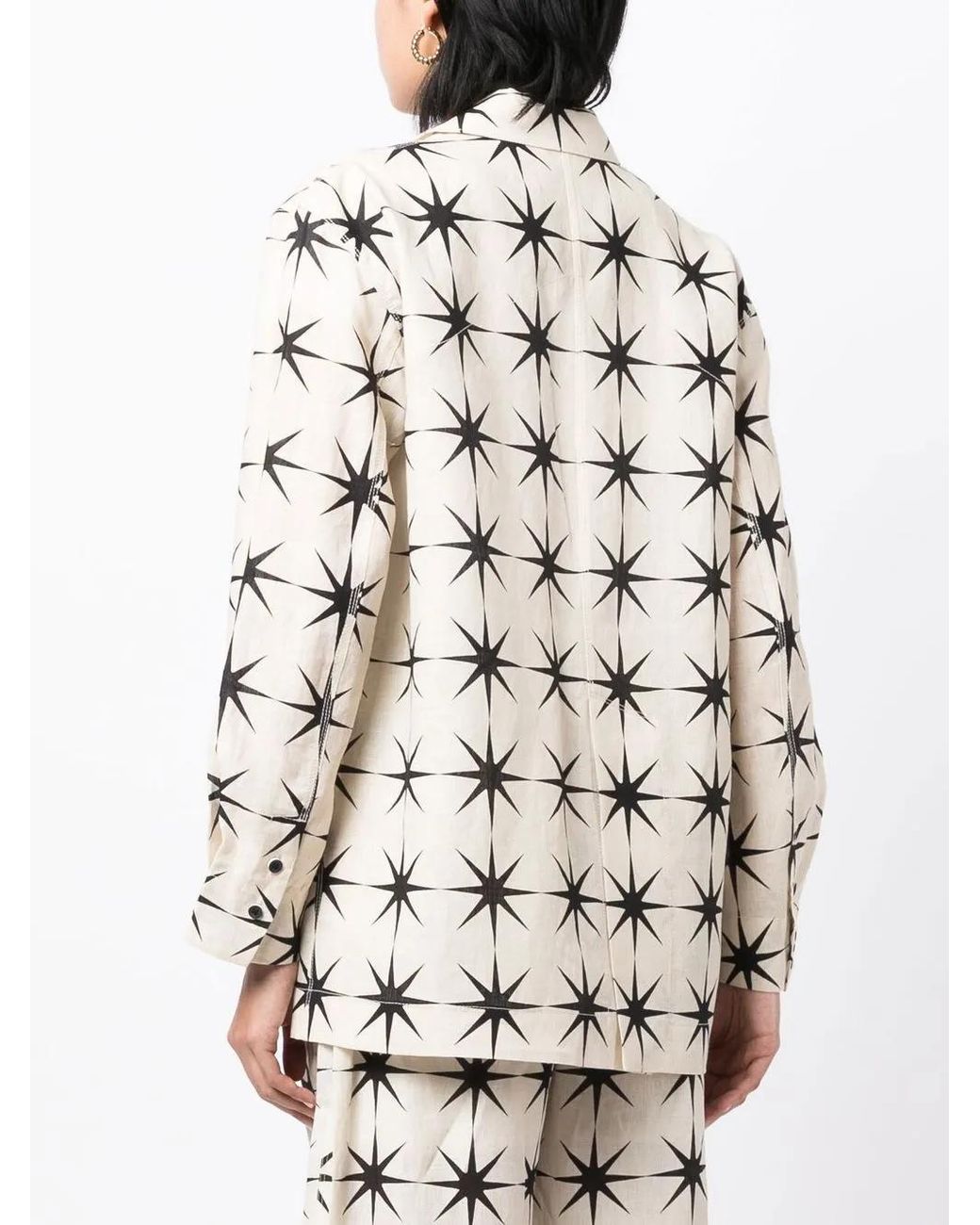 JNBY White Printed Linen Blazer